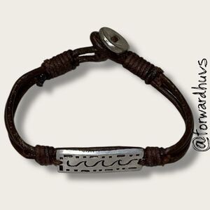 Bundle Sale 3 for $15 | Brown Leather Bracelet with Silver-tone Wave Plaque